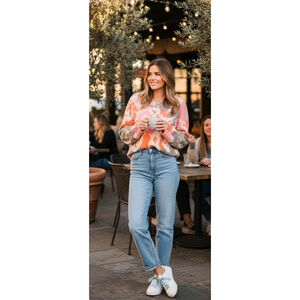 Lisa Todd Catching Rays Tie-Dye Cotton Blend V Neck Sweater XS